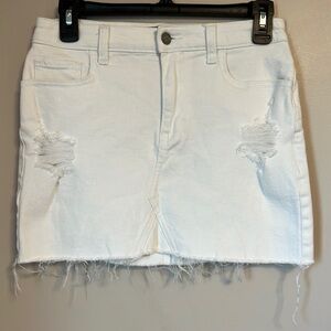 Hollister White Jean Ripped Denim Skirt High Waisted